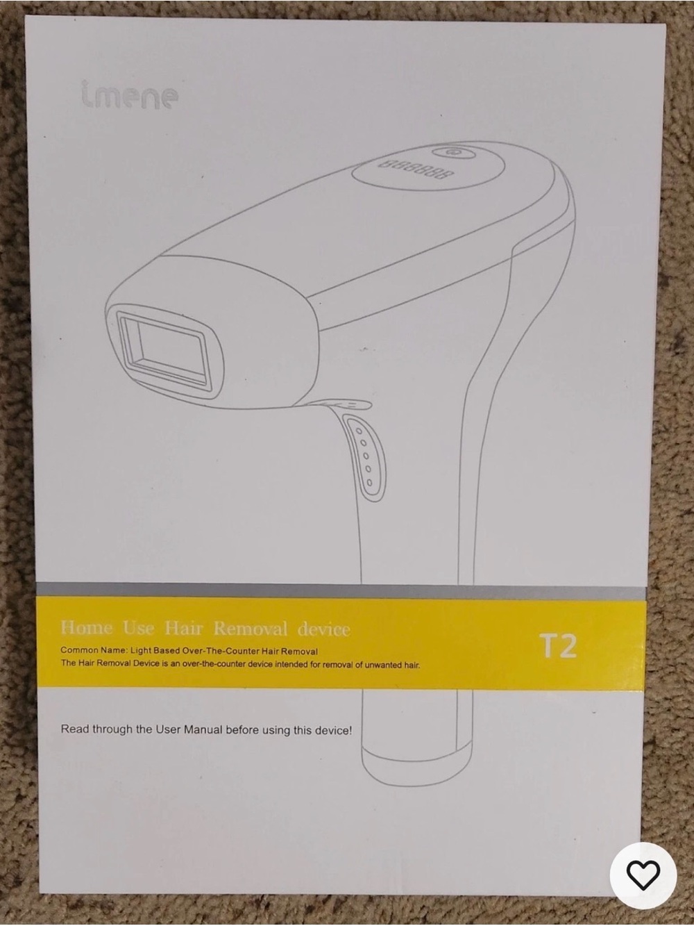 T2 Home Use Hair Removal Device - White with Yellow Accent